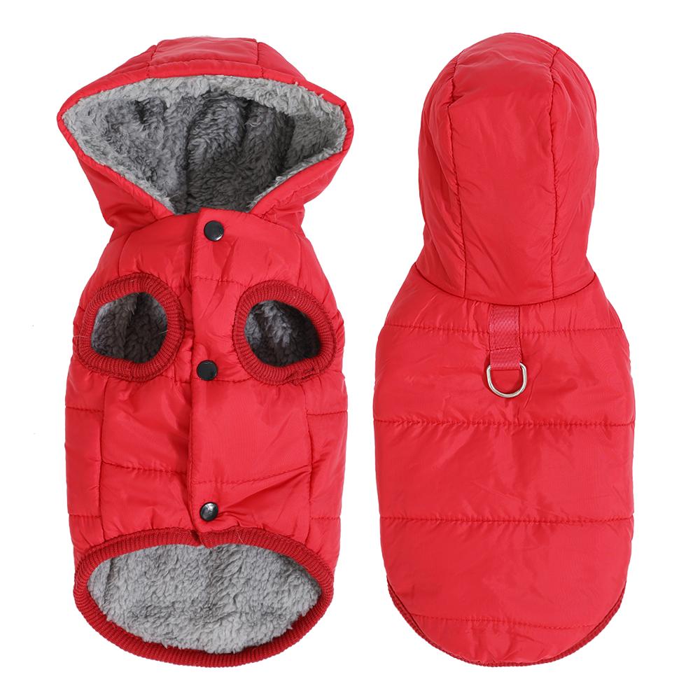 Warm Fleece Pet Hoodies With D-ring Waterproof Dog Jacket For Winter Windproof Pets Coat For Small Medium Dogs Pug Bulldog Parka