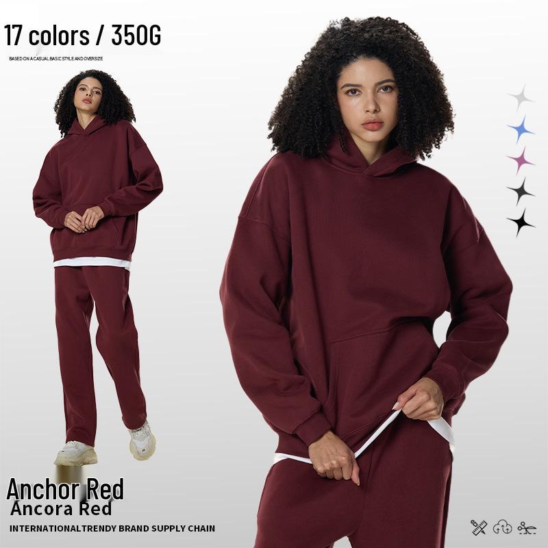 Men's Heavyweight American Trend Hoodie - Solid Color Casual plus Velvet