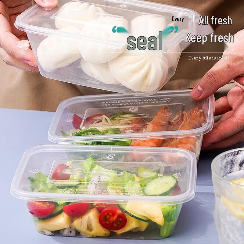 JINGRX Disposable Rectangular Plastic Lunch Boxes with Lids