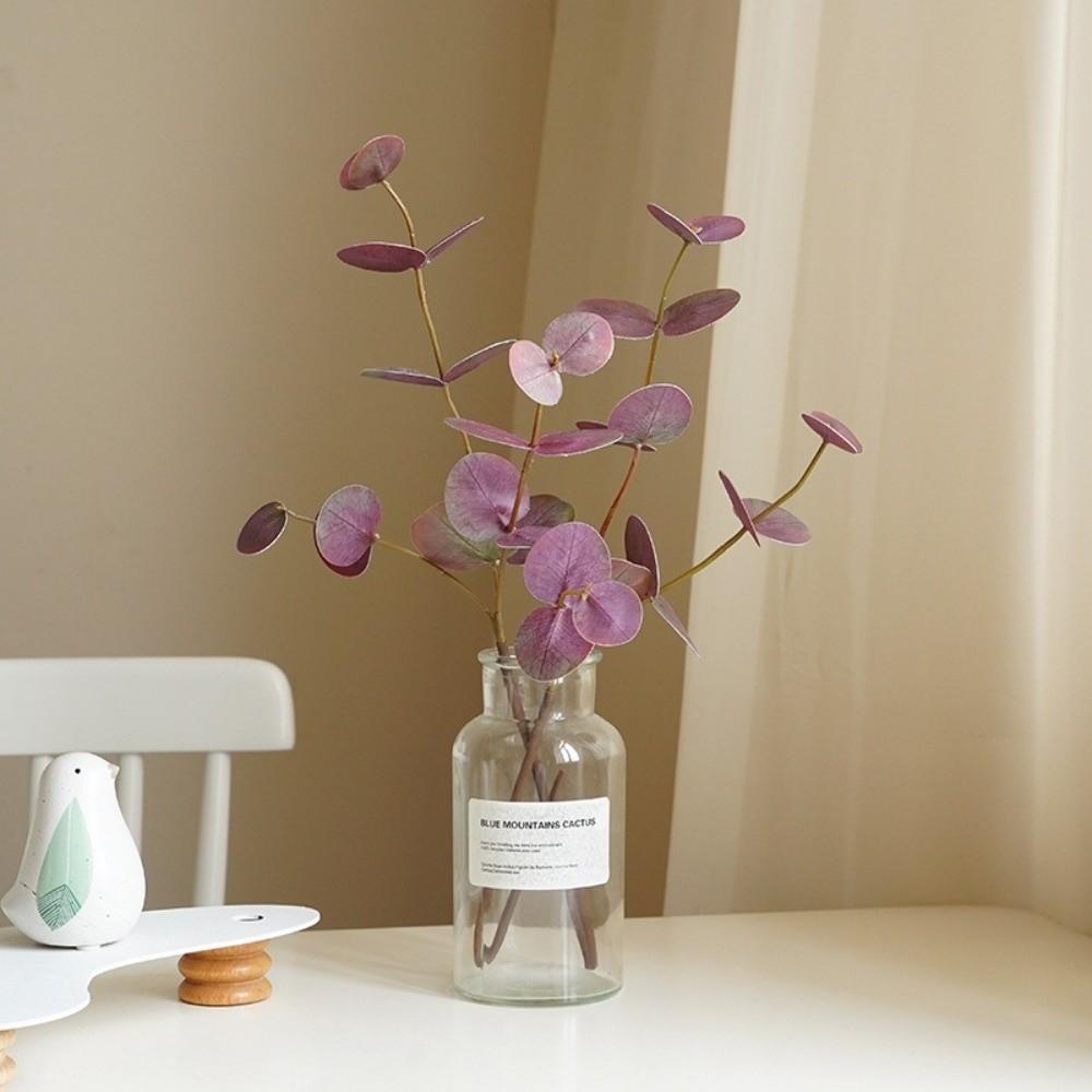 Round Leaves Fake Plants Background Flower Silk Eucalyptus Leaf Artificial Flowers  Home Decoration