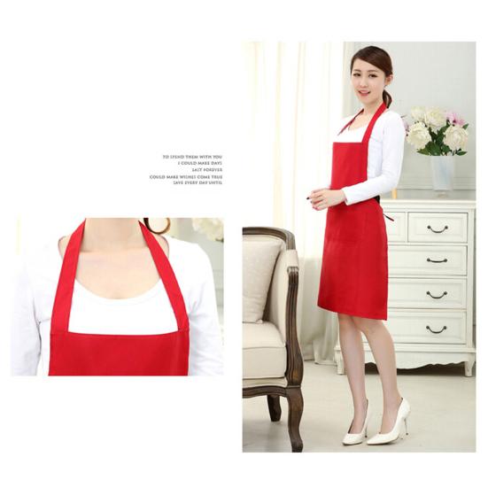 Pure Color Halter Sleeveless Pocket Housework Kitchen Cooking BBQ Work Apron