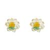 Summer Small Fresh Dried Flower Small Daisy Resin Earrings Girlish Lily Stud Earrings Sweet Cute Wind Daily Earrings