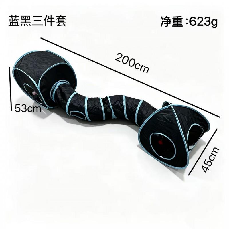 Collapsible Cat Tunnel Toy Set With Multiple Colors Indoor Play Enrichment