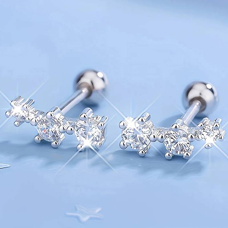 

Huitan Minialist Women Stud Earrings Inlaid Shining Cubic Zirconia Versatile Daily Trendy Accessories Charming Zircon for Party
