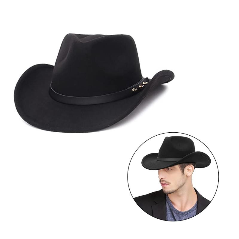 Cowboy Hat Christmas Travel Cap Western Hat Outdoor Sun-Protect Jazz Cap Western Cowboy Hat Tibetan Hat Style
