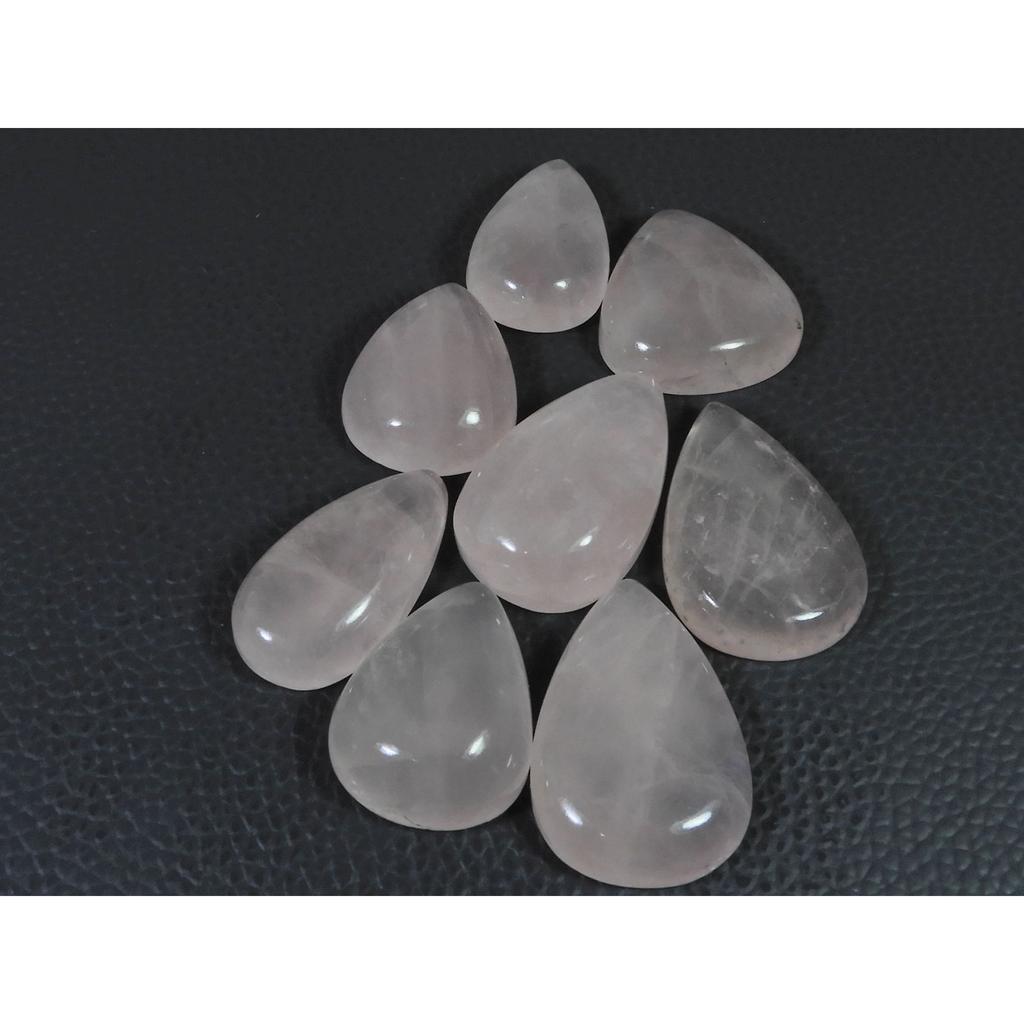 300Cts. Natural Rose Quartz Pear Cabachon Loose Gemstone 08 Pcs Lot C-2617