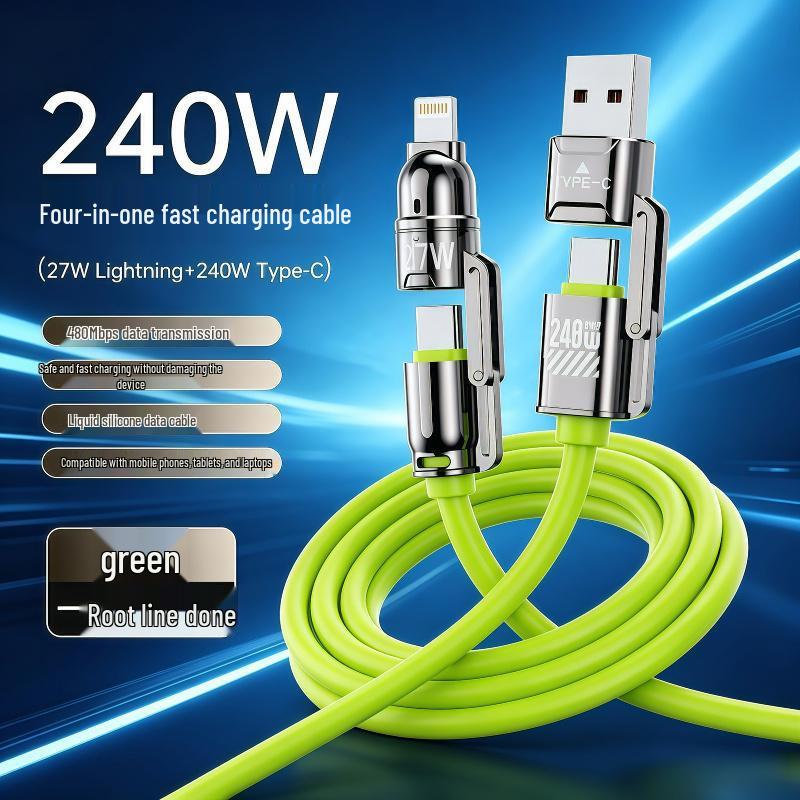 4-in-1 Fast Charging Cable for Apple, Type-C, Huawei, OPPO, Xiaomi & Honor Phones