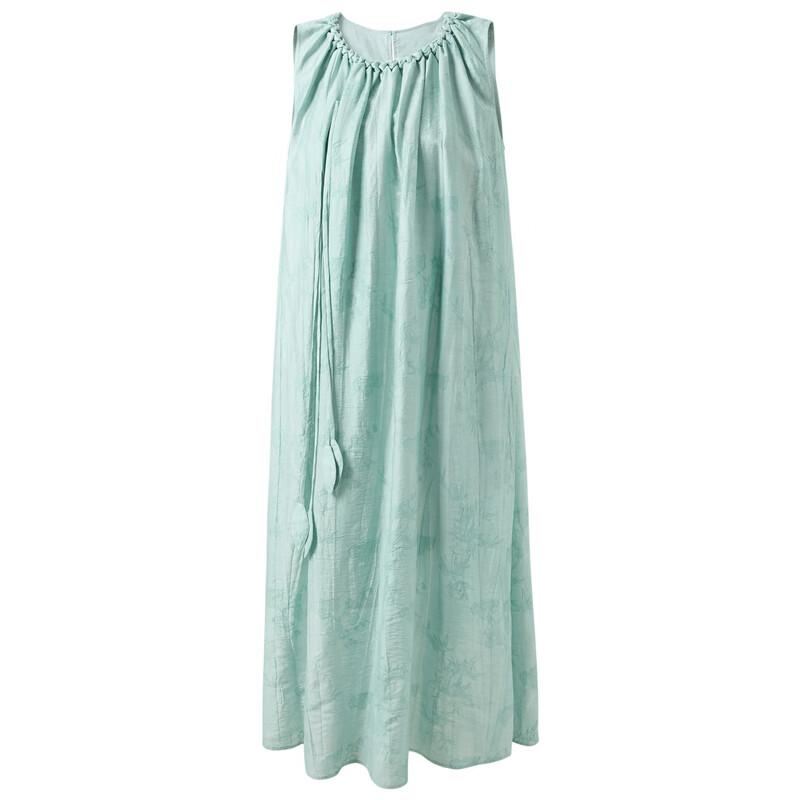 Three Colors 'Azure Sky Dew' Jacquard Sleeveless A-Line Dress