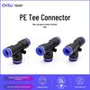 Blue T-Type Pneumatic Quick Connector, PE-8-16, for Air Compressors