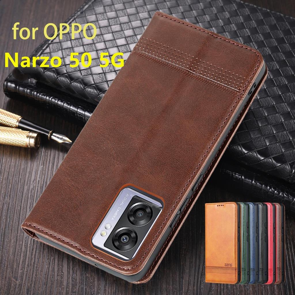 Deluxe Magnetic Adsorption Leather Case for OPPO Realme Narzo 50 5G Flip Cover Protective Fitted Case Fundas Coque