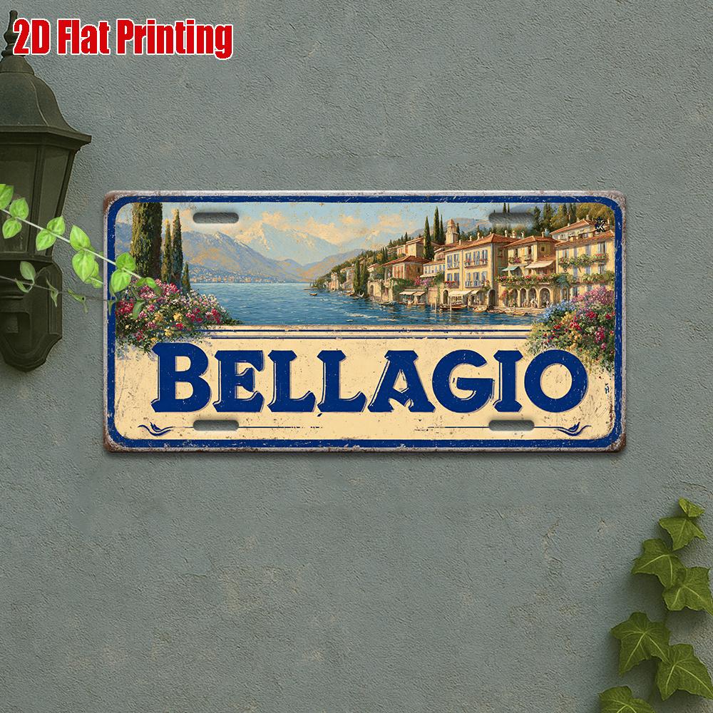 D Flat  Retro Industrial Metal Plaque Wall Decor in D  Large Size X Inches (X Cm) in Deep Green And Golden Vintage