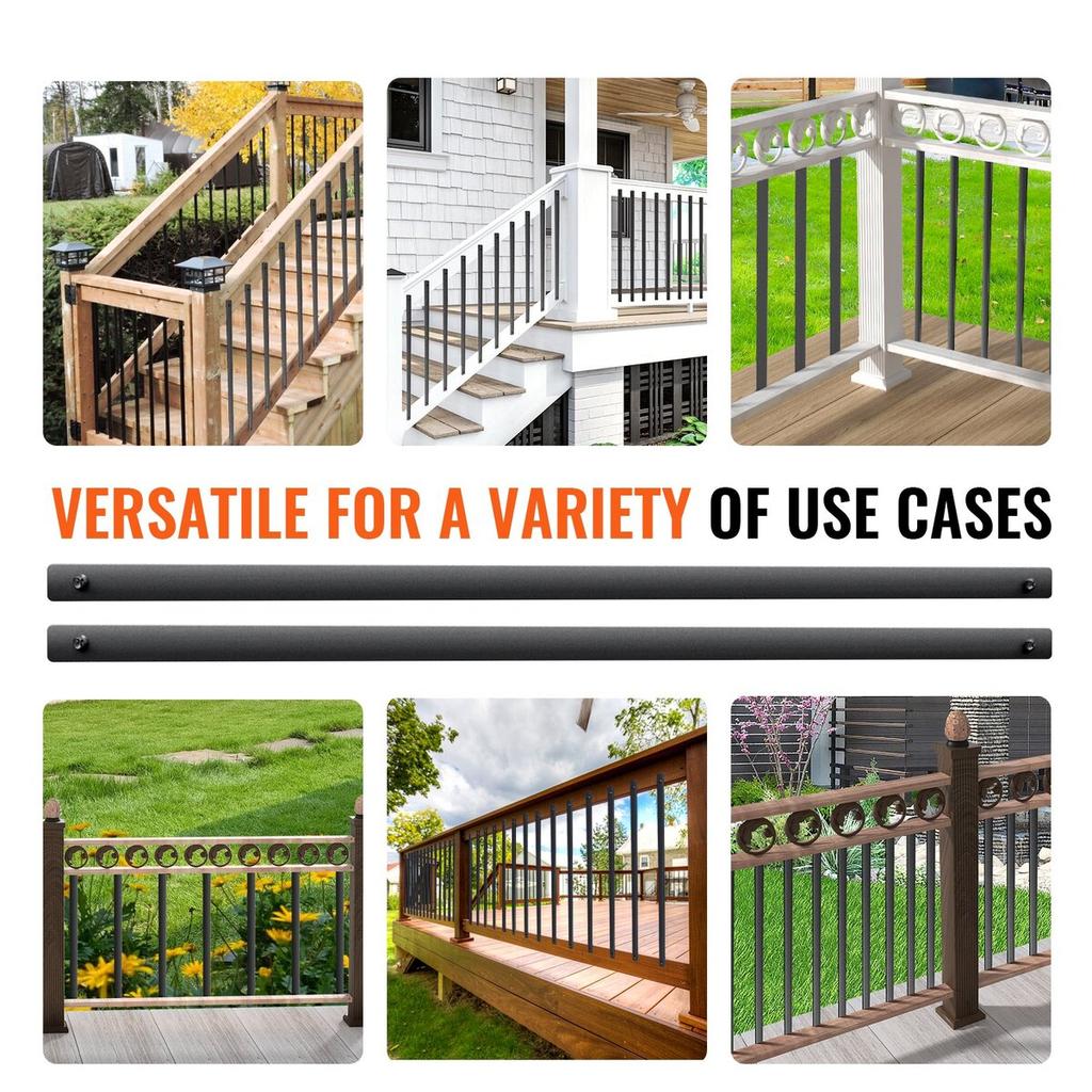 Staircase Metal Balusters, 820x25x5mm Flat Aluminum Alloy Decorative Banister Spindles, 51 Pack Deck Baluster with Screws, Classic Hollow Deck Railing