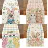 New Linen Easter Rabbit Table Runner Egg Carrot Easter Tablecloth Bunny Placemat Kitchen