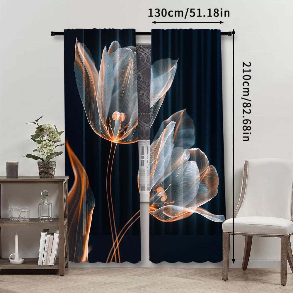 2 Stück   Blumen Vorhänge   Dekorative Fenster Vorhänge   Stangentasche Fenster Dekoration   für Schlafzimmer Wohnzimmer   Heim Dekoration   Zimmer De
