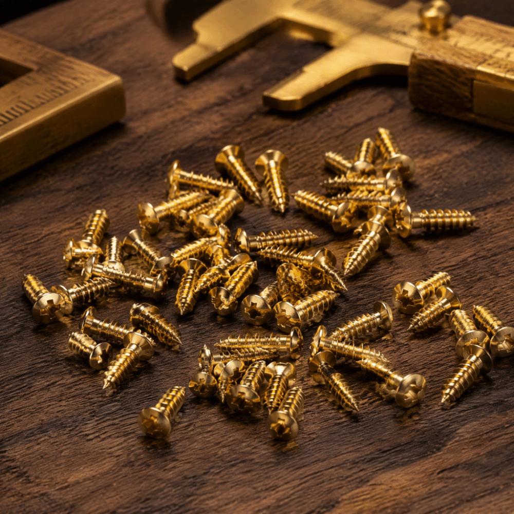150PCS Gold Pickguard Screws Metal Pick Guard Mounting Screws  For Electric Guitar