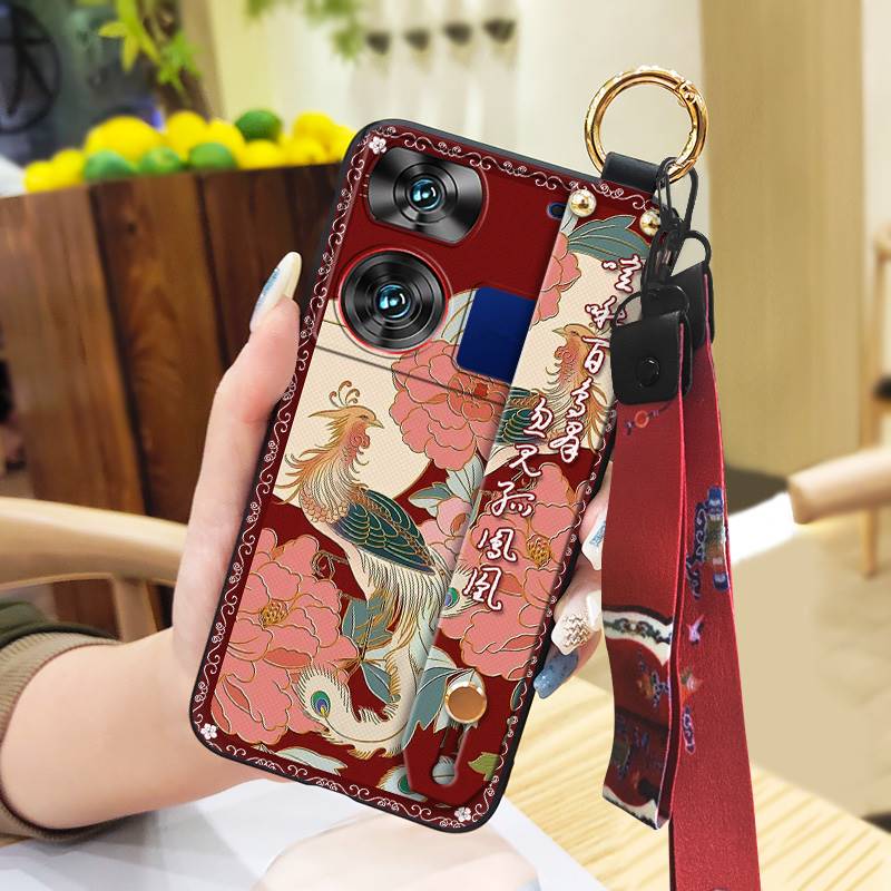 Lanyard Fashion Phone Case For ZTE Nubia Z60 Ultra For Mom Shockproof Protective Anti-knock Kickstand Chinese Style Ring