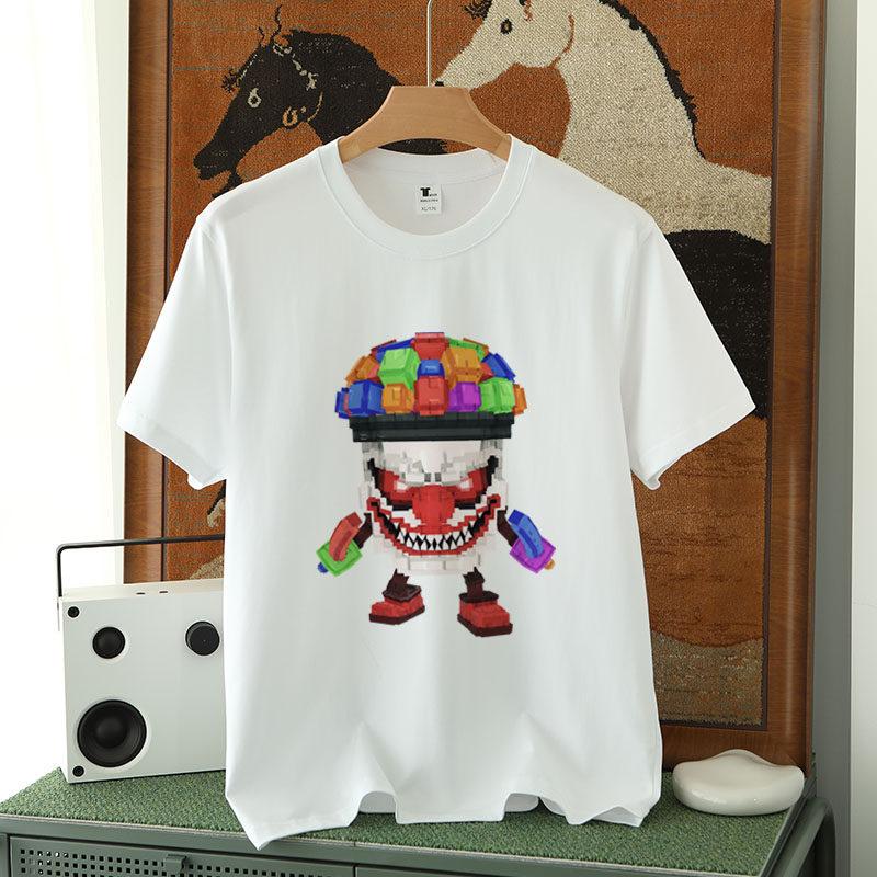 Cross Border Steal A Brainrot 67 Printed Heavyweight Pure Cotton Short Sleeved Unisexs and Womens Loose Oversized Tshirt S