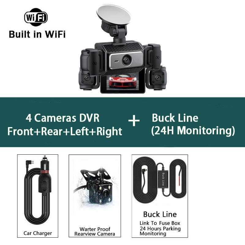 Wifi Dash Cam Vehicle DVR video recorder 4 cameras for cars black box front rear internal Night Vision Loop Recording dashcam
