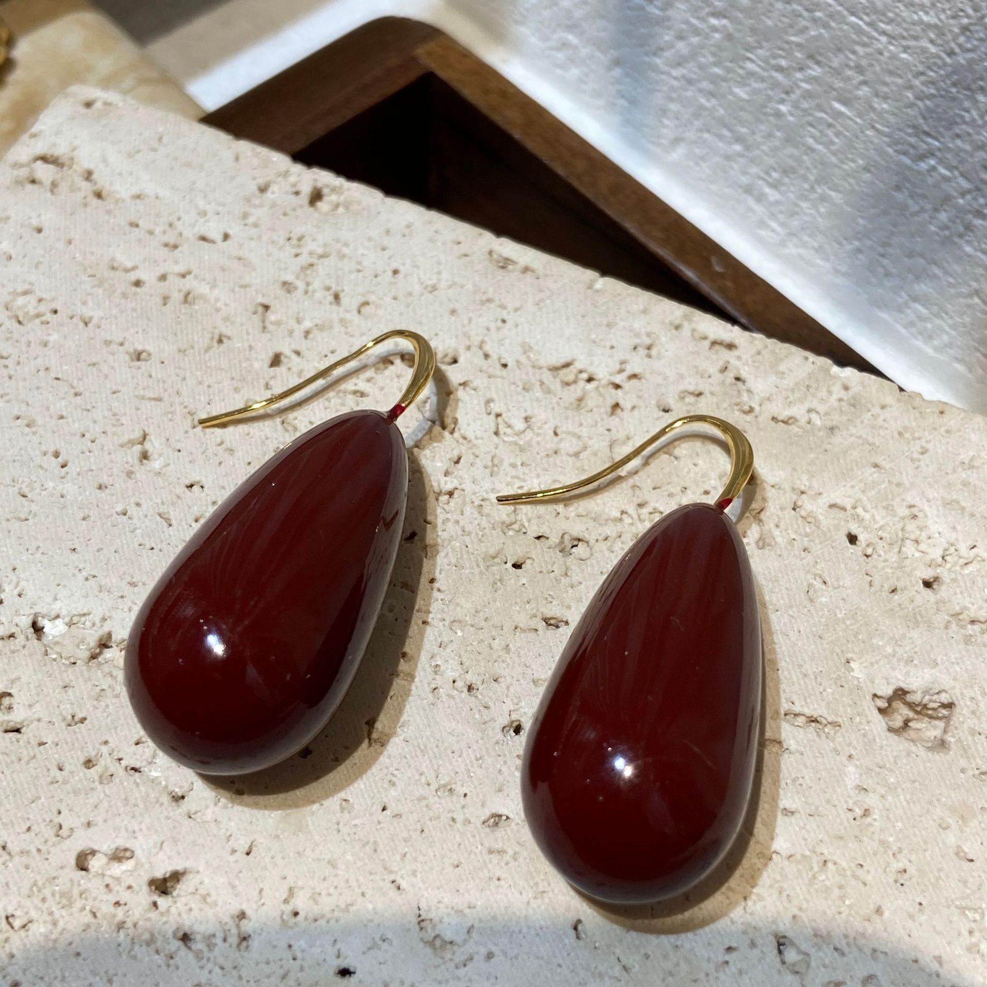 Metal Color Oil Drop Water Drop Earrings Women S Simple High-End Light Luxury Earrings, Niche Temperament Girl Earrings