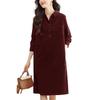 Women's Spring/Autumn Corduroy Long Sleeve Shirt Dress - Slimming, Age-Reducing Fit