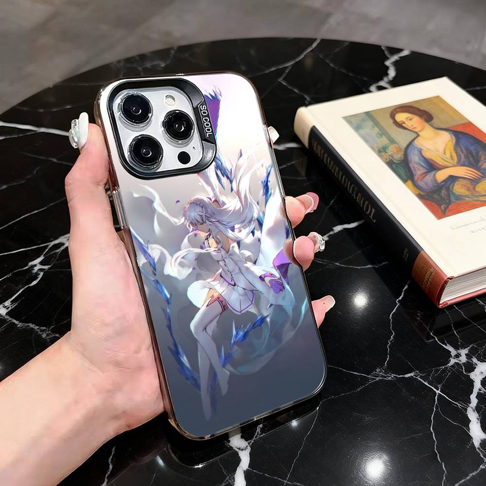 ReZero Starting Life E-Emilia-es Phone Case For iPhone 17,16,15,14,13,12,11 Plus,Pro Max,XS,Colorful Silver Black Cover