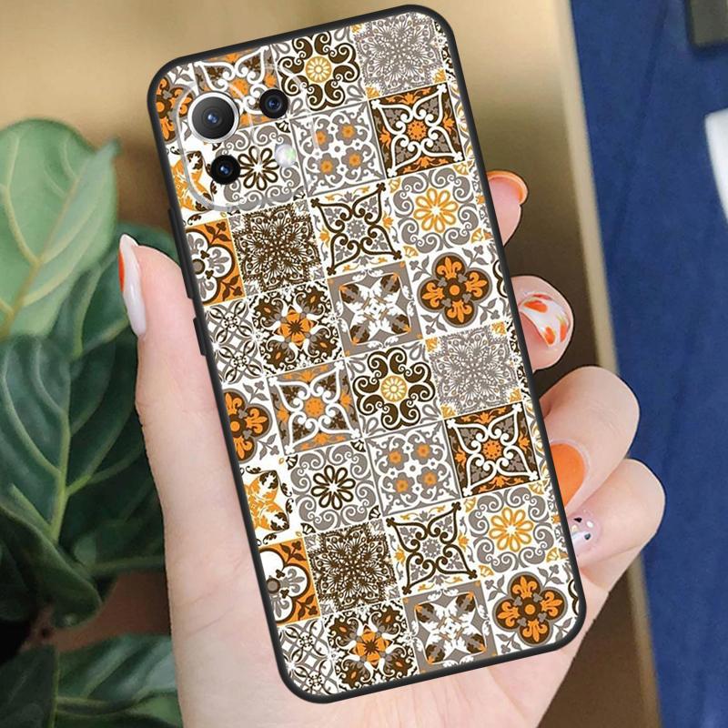 Boho Tile Mosaic Aesthetic Case For Xiaomi 15 14 Ultra 13T 14T 15T Pro 17 Pro Max POCO X7 X5 X6 F5 F6 F7 F8 Pro Coque