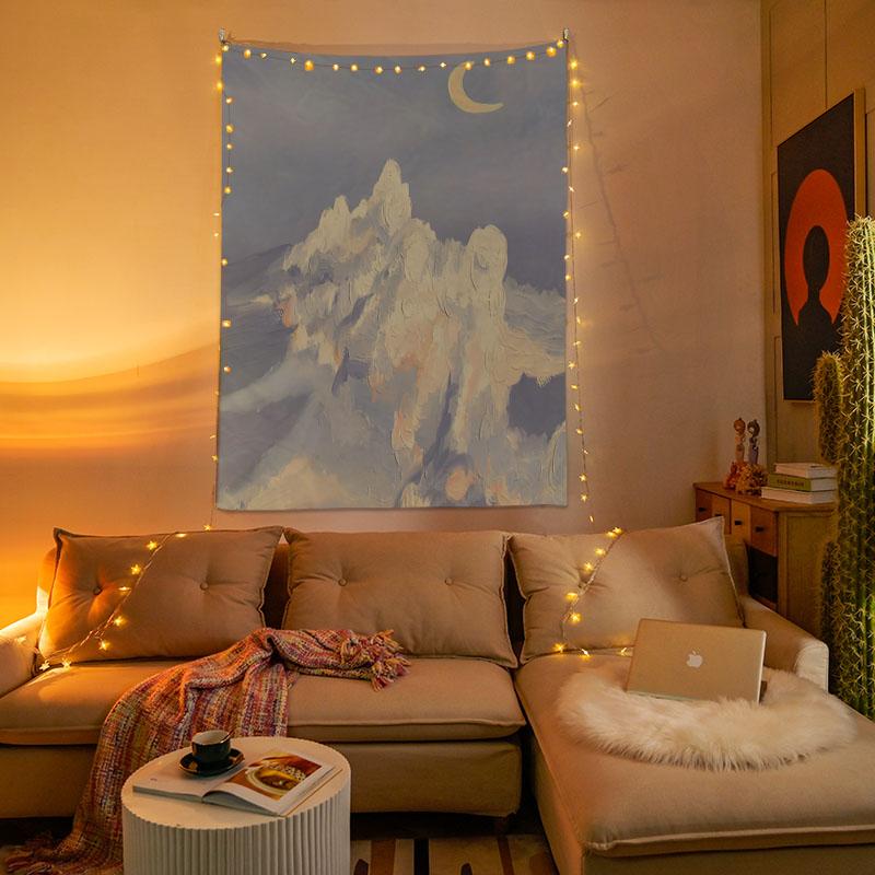 Tapestry room decoration sky moon art oil painting hanging cloth living room home decoration
