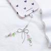 Lovely Beaded Bowknot Phone Strap Charm Pendant with Star Accents Sturdy Handbag Adornment Craft Supplies for Girls
