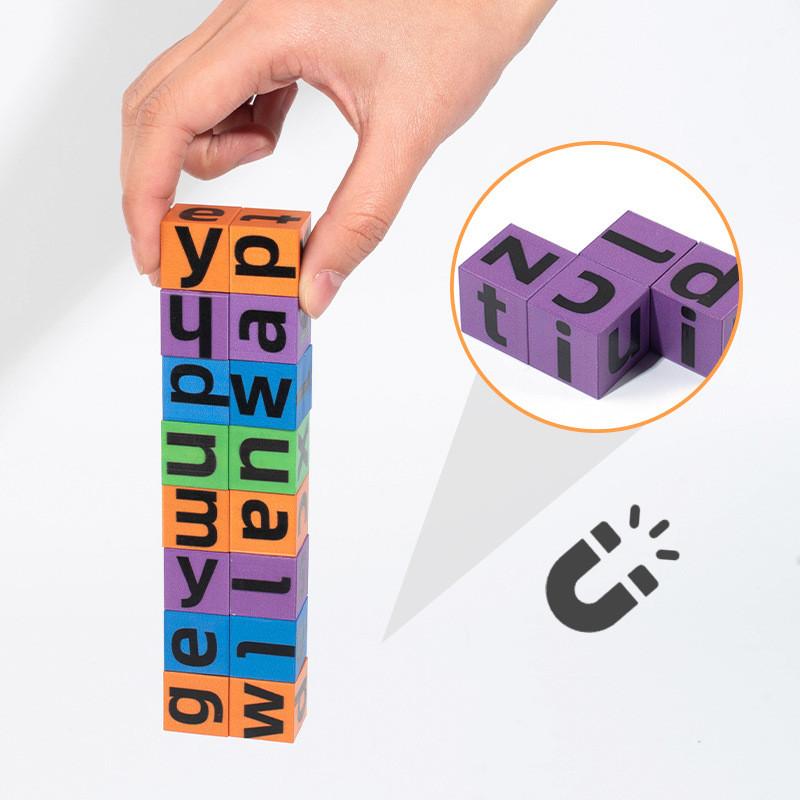 Wooden Educational Word Building Blocks For Kids Age 3 To 6 With Diy Fun And Cognitive Development