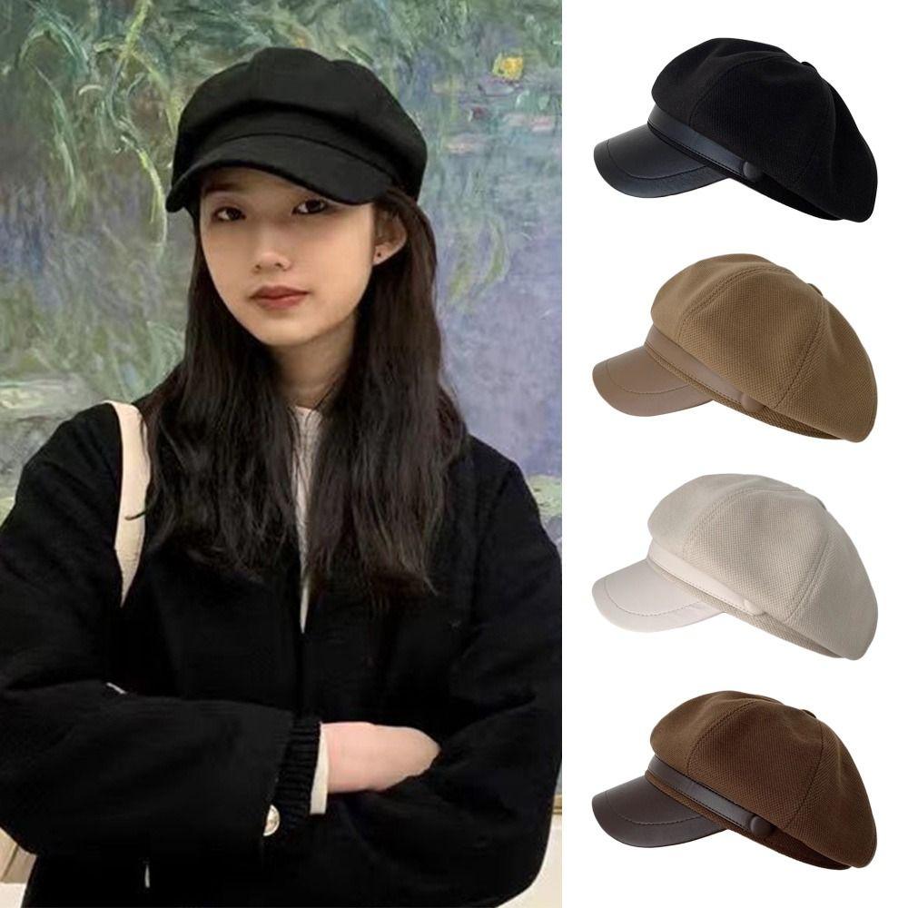 Windproof Painter Octagonal Cap Cotton Panama Cap Retro Beret Hat  Autumn Winter
