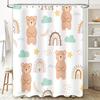 Cute Bear Shower Curtain White Bathroom Decor with Rainbow Clouds Pattern for Kids Bathrooms Set Includes 1 Curtain (70 X 72) +