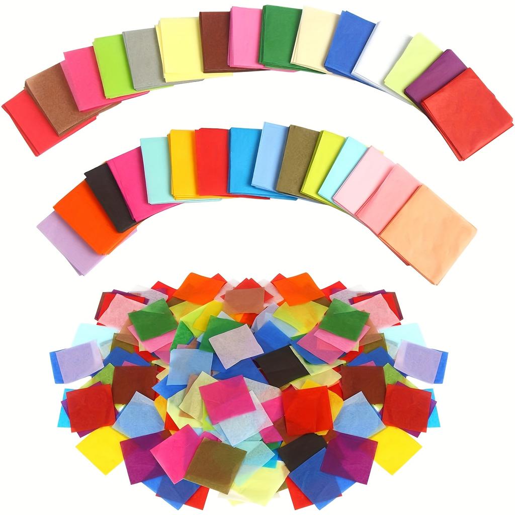 12set Colors Confetti Precut Craft Paper, Colorful Tissue Paper for Art Crafts, DIY Scrapbooking, Wedding Birthday Party