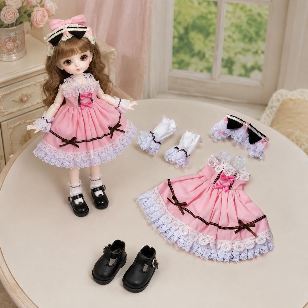 1/6 Scale Doll Dress Clothes Outfits Set Girls Pretend Play Cake Decoration BJD Shoes Handmade 30cm