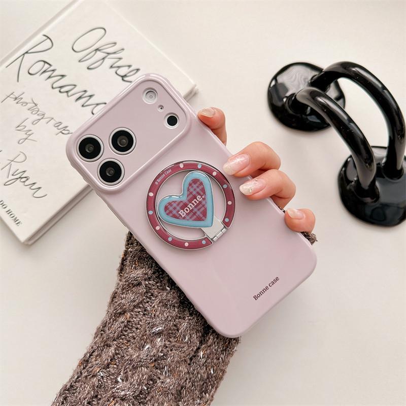 Candy Color Fold Love Heart Bracket Magnetic Case For iPhone 17 16 15 14 13 Pro Max Phone Back Cover Compatible with MagSafe