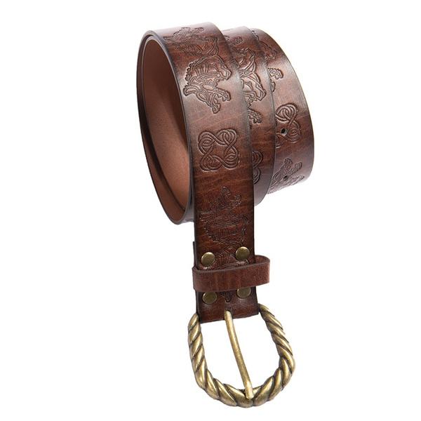 Medieval Full Embossed Wolf Faux Leather Belt Middle Age Renaissance Waist Belt LARP Ren Faire