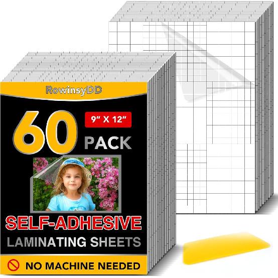 20 PCS Self-Adhesive Laminating Sheets, 9 x 12 Inches Self Adhesive Contact Paper, No Heat No Machine Needed Self Sealing Laminate Sheets чистый