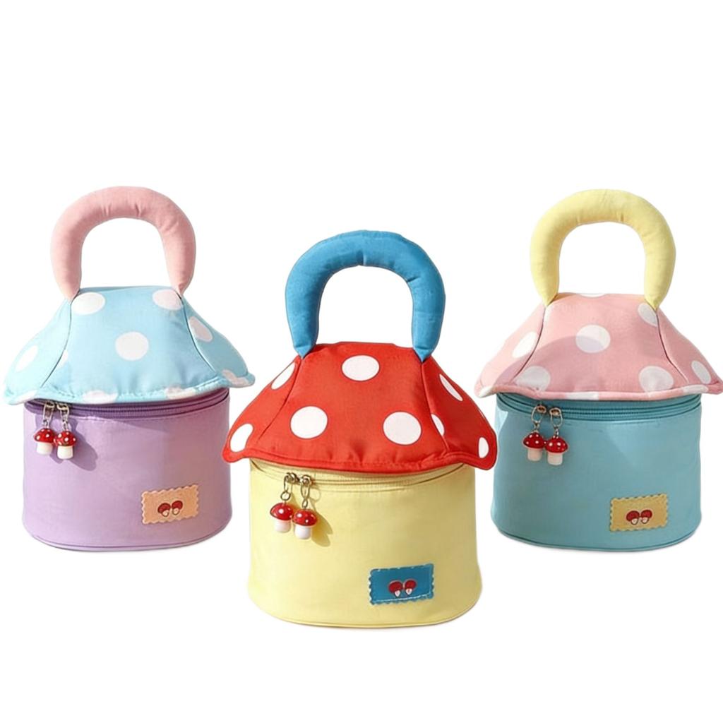 Cute Mushroom Shaped Cosmetic Bag Large Capacity Portable Makeup Organizer Pouch