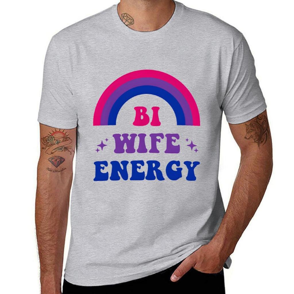 Bi Wife Energy Duma Biseksualna Flaga Biseksualna Wsparcie LGBTQ T-shirt grafika moda koreańska męskie białe t-shirty