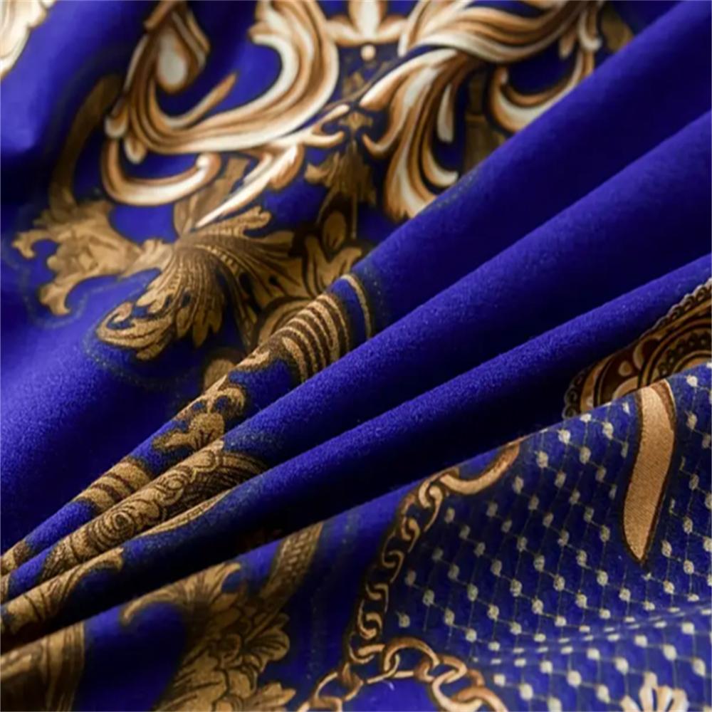 Luksuriøst marineblått moderne stil digitalt trykt sengetrekk i bomullsstoff sengetøysett dynetrekk putevar hjemmetekstil