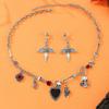 Halloween Skull Jewelry Set With Vampire Rose Pendant And Earrings For Men And Women