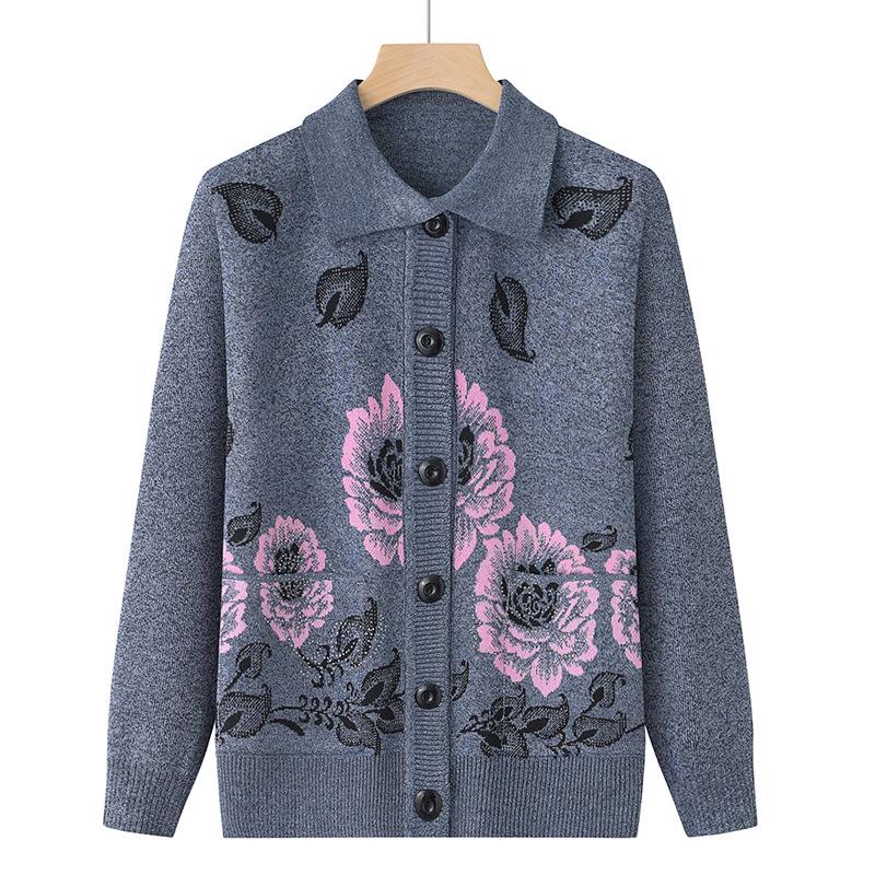 Lightweight Spring & Autumn Cardigan for Mature Women: Perfect for Mothers and Grandmothers in Their 70s and 80s, Loose Fit, Comfortable Knit Sweater