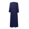 V-neck Solid Color Slim-fit Bridesmaid Evening Dress with Three-quarter Sleeves