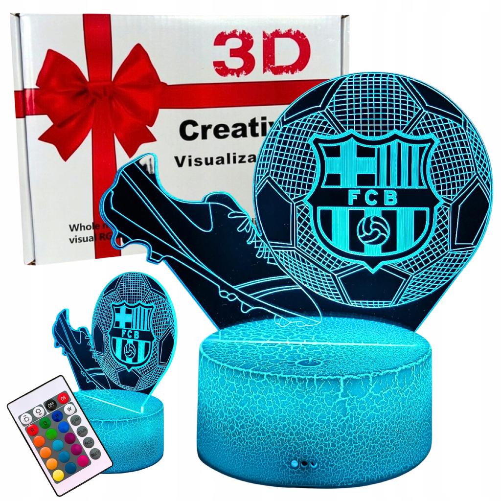 Lámpara de Escritorio Nocturna Para Niños Fc Barcelona Fútbol Soccer 16 LED 3D + Mando a Distancia