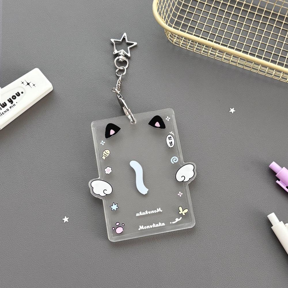 Cartoon Korean Photocard Holder with Keychain Photo Photocard Frame School Stationery