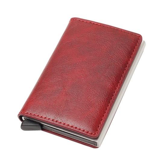 

Шкіряний гаманець Чоловіки Жінки Блокування RFID Трискладний гаманець Мінімалістичний Тонкий Кишеньковий Антизлодій Тримач для кредитних карток червоний