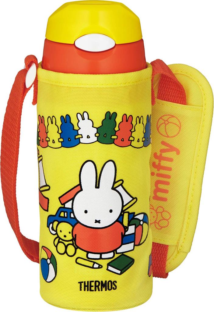 Thermos Vacuum Insulated Straw Bottle, 400ml, Miffy Design, Yellow Orange, Keeps Drinks Cold Only, FHL-402FB Y-OR