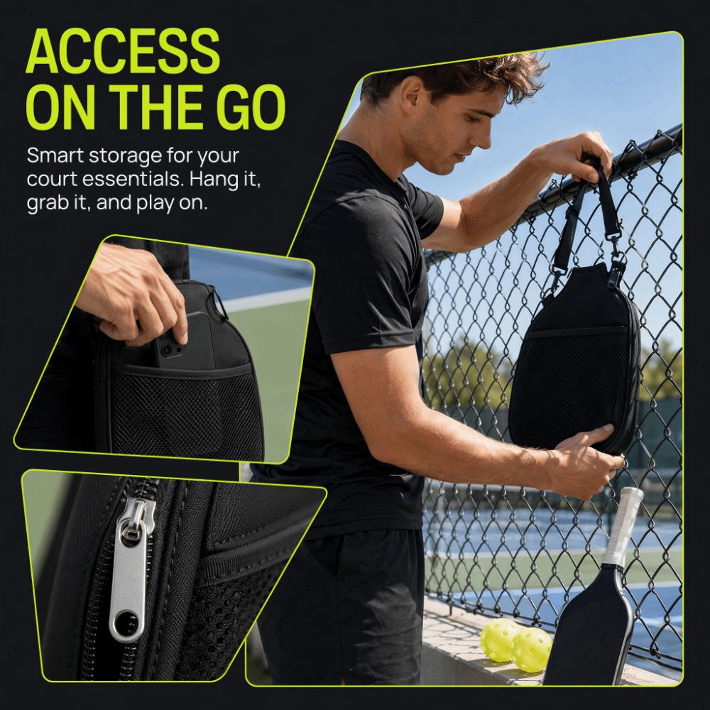 Detachable Clips Pickleball Paddle Cover Mesh Pocket Pickleball Paddle Bag Outdoor Sports