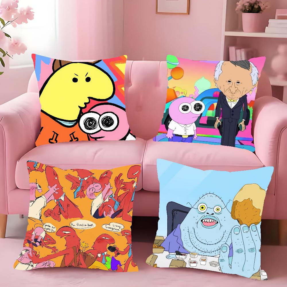 CARTOON S-Smiling Friends Pillow Case Cover Square Sofa with Pillow Case for Home Use