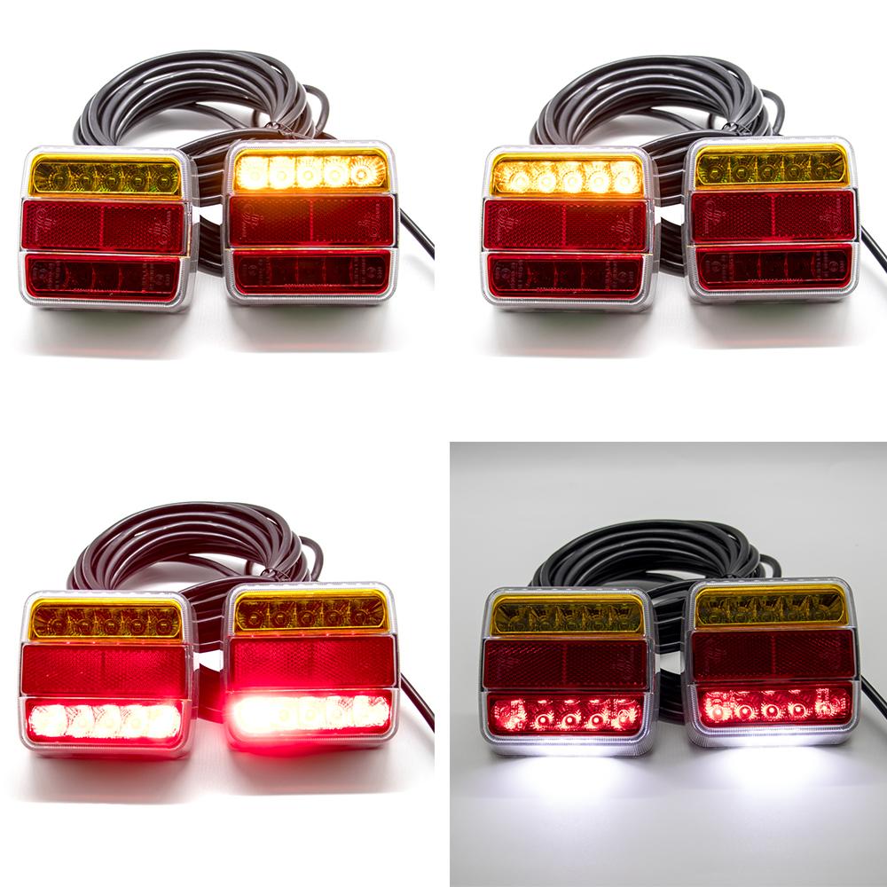 1 Set Rear Towing Tail Light 12V 10m 18 LED Trailer 7 Pin Universal Brake Stop Lamp License Number Plate Reflector Waterproof