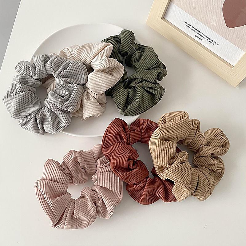 Knitted Hair Scrunchie Headband For Women Solid Color Velvet Elastic Hair Bands Rings Girls Hair Accessories Headwear